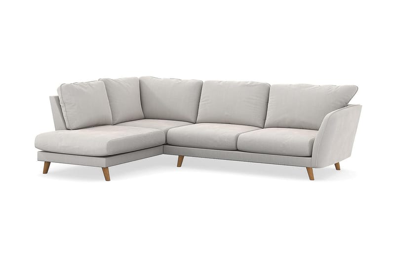 Trend Lyx 4-personers Venstrevendt L-formet Chaiselongsofa i Fløjl - Cremehvid - Møbler - Sofaer - Sofa med chaiselong - 4 personers sofa med chaiselong