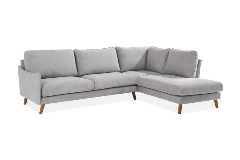 Trend Lyx 4-personers Højrevendt L-formet Chaiselongsofa i Stof - Lysegrå - Møbler - Sofaer - Sofa med chaiselong - 4 personers sofa med chaiselong