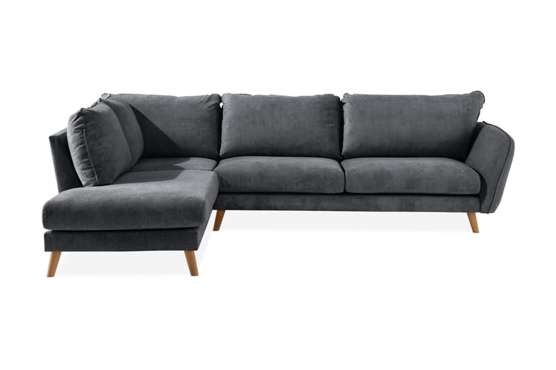 Trend Lyx 4-personers Venstrevendt L-formet Chaiselongsofa i Stof - Mørkegrå - Møbler - Sofaer - Sofa med chaiselong - 4 personers sofa med chaiselong