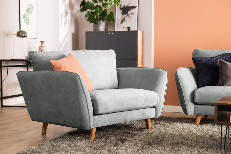 Trend Lyx 4-personers Højrevendt L-formet Chaiselongsofa i Stof - Grå - Møbler - Sofaer - Sofa med chaiselong - 4 personers sofa med chaiselong
