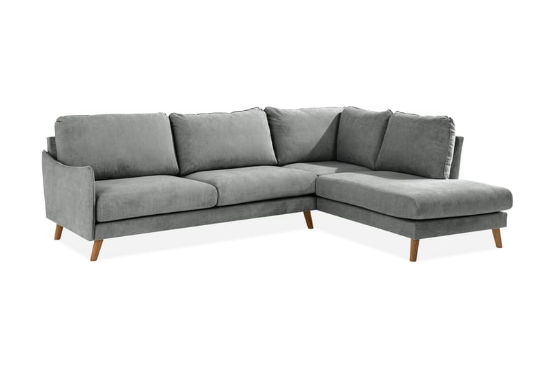 Trend Lyx 4-personers Højrevendt L-formet Chaiselongsofa i Stof - Grå - Møbler - Sofaer - Sofa med chaiselong - 4 personers sofa med chaiselong