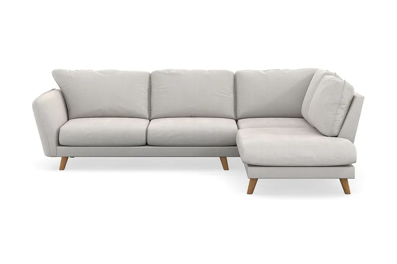 Trend Lyx 4-personers Højrevendt L-formet Chaiselongsofa i Fløjl - Cremehvid - Møbler - Sofaer - Sofa med chaiselong - 4 personers sofa med chaiselong