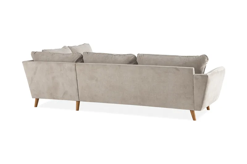 Trend Lyx 4-personers Højrevendt L-formet Chaiselongsofa i Stof - Beige - Møbler - Sofaer - Sofa med chaiselong - 4 personers sofa med chaiselong