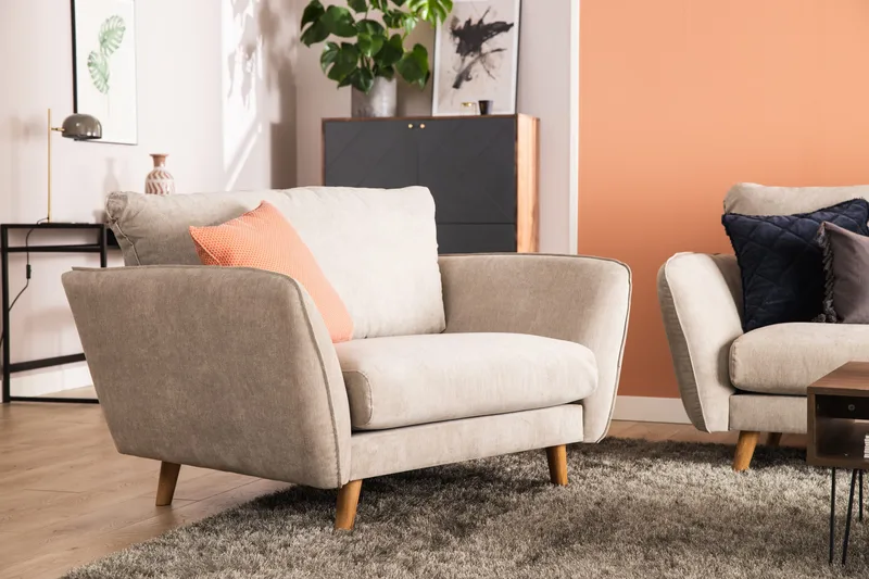 Trend Lyx 4-personers Højrevendt L-formet Chaiselongsofa i Stof - Beige - Møbler - Sofaer - Sofa med chaiselong - 4 personers sofa med chaiselong