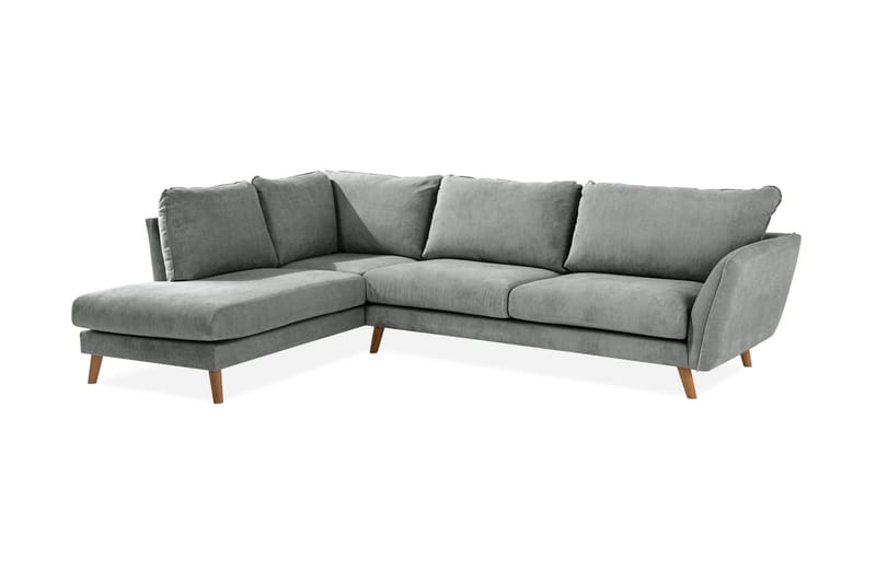 Trend Lyx 4-personers Venstrevendt L-formet Chaiselongsofa i Stof - Grå - Møbler - Sofaer - Sofa med chaiselong - 4 personers sofa med chaiselong