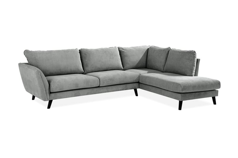 Trend Lyx 4-personers Højrevendt L-formet Chaiselongsofa i Stof - Grå - Møbler - Sofaer - Sofa med chaiselong - 4 personers sofa med chaiselong