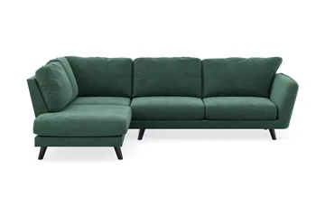 Trend Lyx 4-personers Venstrevendt L-formet Chaiselongsofa i Fløjl - Mørkegrøn - Møbler - Sofaer - Sofa med chaiselong