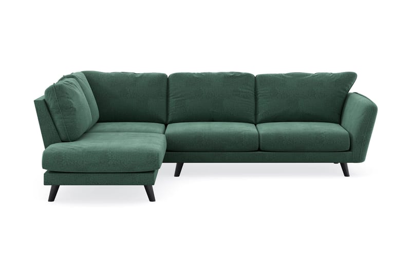 Trend Lyx 4-personers Venstrevendt L-formet Chaiselongsofa i Fløjl, Mørkegrøn