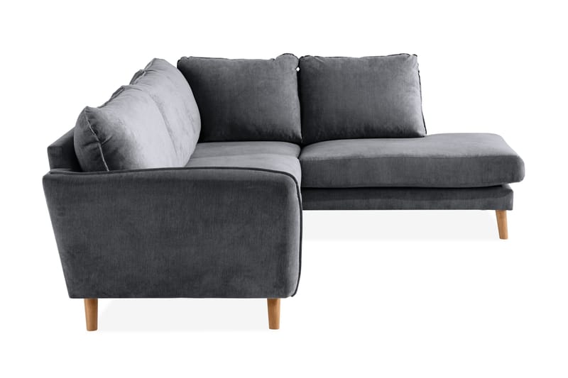 Trend Lyx 4-personers Højrevendt L-formet Chaiselongsofa i Stof - Mørkegrå - Møbler - Sofaer - Sofa med chaiselong - 4 personers sofa med chaiselong