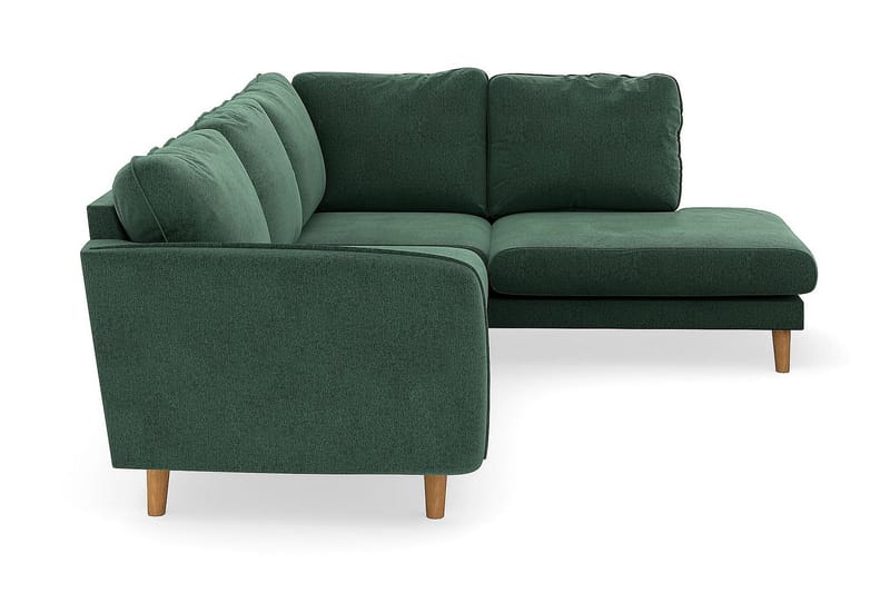Trend Lyx 4-personers Højrevendt L-formet Chaiselongsofa i Fløjl - Mørkegrøn - Møbler - Sofaer - Sofa med chaiselong - 4 personers sofa med chaiselong