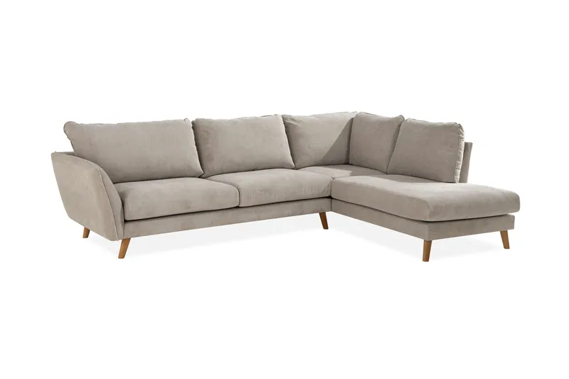 Trend Lyx 4-personers Højrevendt L-formet Chaiselongsofa i Stof - Beige - Møbler - Sofaer - Sofa med chaiselong - 4 personers sofa med chaiselong