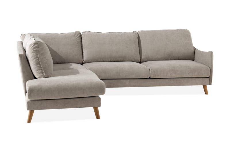 Trend Lyx 4-personers Venstrevendt L-formet Chaiselongsofa i Stof - Beige - Møbler - Sofaer - Sofa med chaiselong - 4 personers sofa med chaiselong