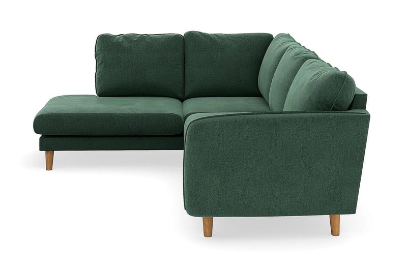 Trend Lyx 4-personers Venstrevendt L-formet Chaiselongsofa i Fløjl - Mørkegrøn - Møbler - Sofaer - Sofa med chaiselong - 4 personers sofa med chaiselong