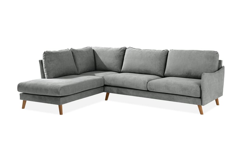 Trend Lyx 4-personers Venstrevendt L-formet Chaiselongsofa i Stof - Grå - Møbler - Sofaer - Sofa med chaiselong - 4 personers sofa med chaiselong