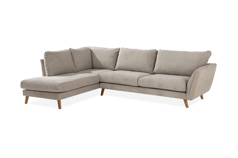 Trend Lyx 4-personers Venstrevendt L-formet Chaiselongsofa i Stof - Beige - Møbler - Sofaer - Sofa med chaiselong - 4 personers sofa med chaiselong