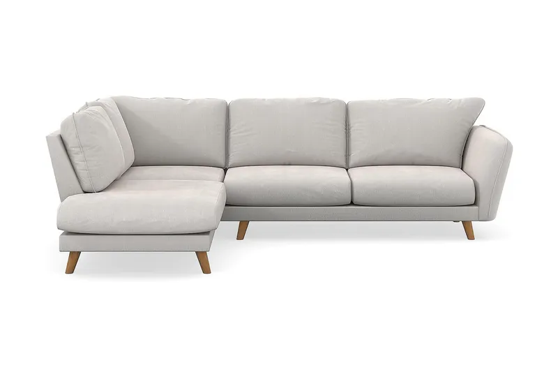 Trend Lyx 4-personers Venstrevendt L-formet Chaiselongsofa i Fløjl - Cremehvid - Møbler - Sofaer - Sofa med chaiselong - 4 personers sofa med chaiselong