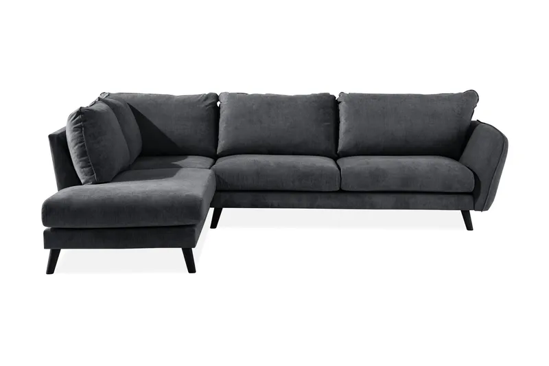 Trend Lyx 4-personers Venstrevendt L-formet Chaiselongsofa i Stof, Mørkegrå