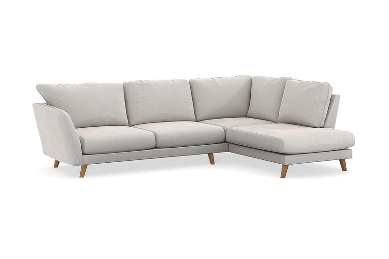Trend Lyx 4-personers Højrevendt L-formet Chaiselongsofa i Fløjl - Cremehvid - Møbler - Sofaer - Sofa med chaiselong - 4 personers sofa med chaiselong