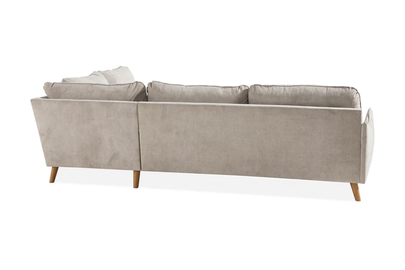 Trend Lyx Chaiselongsofa Højre - Beige/Eg - Sofa med chaiselong - 4 personers sofa med chaiselong