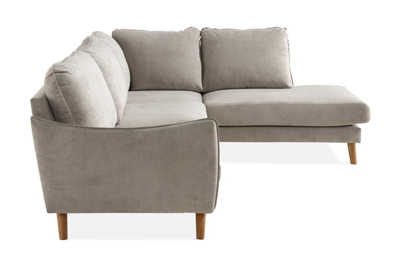 Trend Lyx Chaiselongsofa Højre - Beige/Eg - Sofa med chaiselong - 4 personers sofa med chaiselong