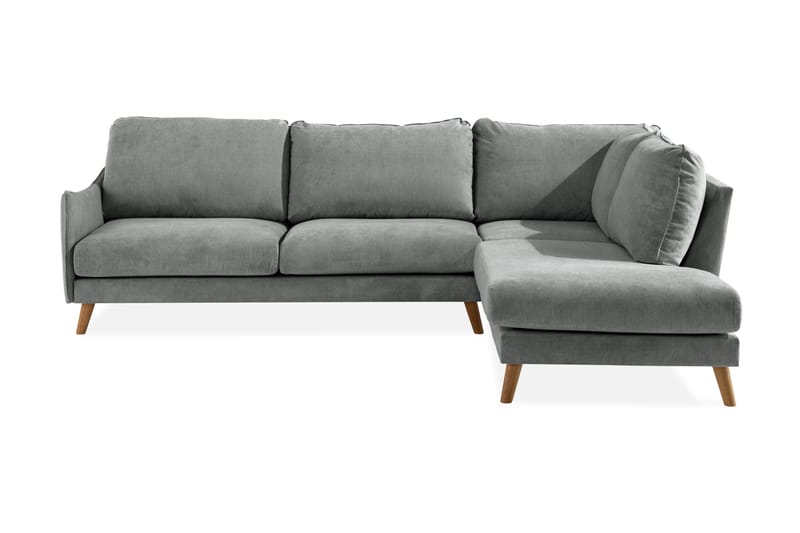 Trend Lyx Chaiselongsofa Højre - Grå/Eg - Sofa med chaiselong - 4 personers sofa med chaiselong