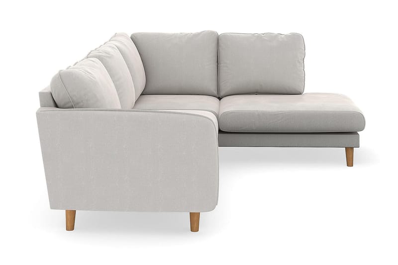 Trend Lyx Chaiselongsofa Højre - Hvid Velour - Sofa med chaiselong - 4 personers sofa med chaiselong