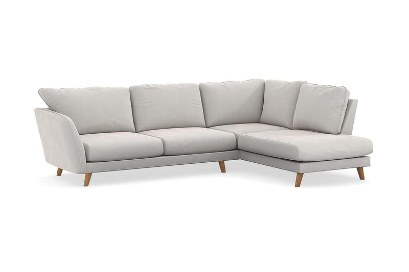 Trend Lyx Chaiselongsofa Højre - Hvid Velour - Sofa med chaiselong - 4 personers sofa med chaiselong