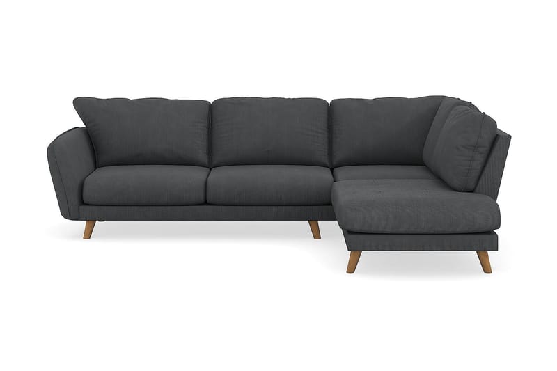 Trend Lyx Chaiselongsofa Højre - Mørkegrå Jernbanefløjl - Sofa med chaiselong - 4 personers sofa med chaiselong
