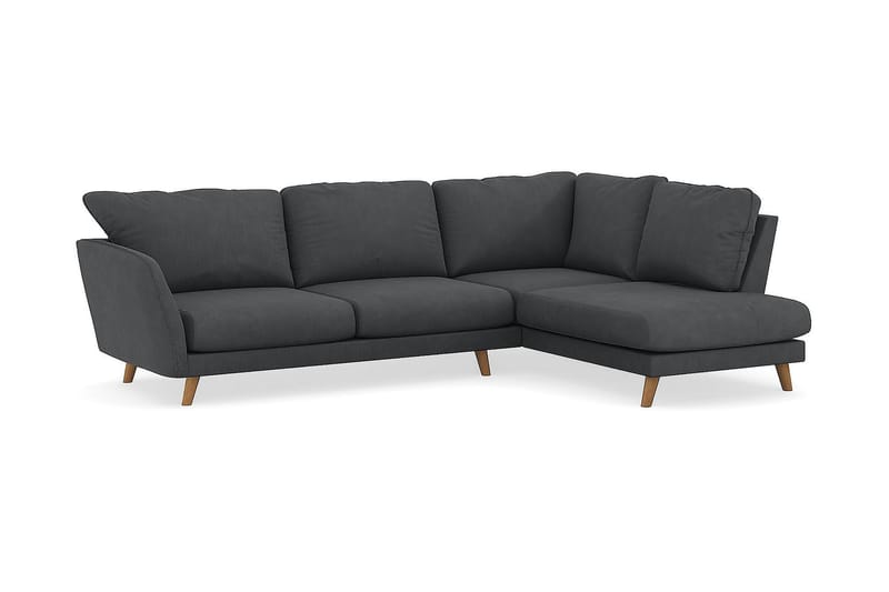Trend Lyx Chaiselongsofa Højre - Mørkegrå Jernbanefløjl - Sofa med chaiselong - 4 personers sofa med chaiselong