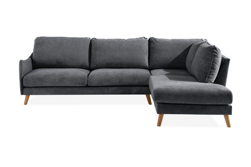 Trend Lyx Chaiselongsofa Højre - Mørkegrå/Eg - Sofa med chaiselong - 4 personers sofa med chaiselong