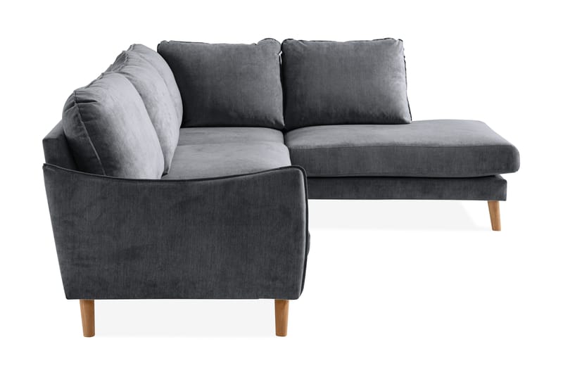 Trend Lyx Chaiselongsofa Højre - Mørkegrå/Eg - Sofa med chaiselong - 4 personers sofa med chaiselong
