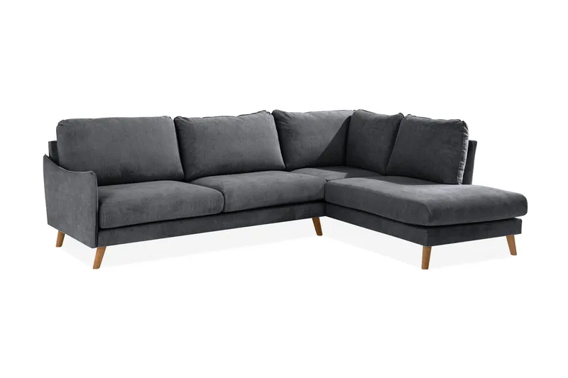 Trend Lyx Chaiselongsofa Højre - Mørkegrå/Eg - Møbler - Sofaer - Sofa med chaiselong - 4 personers sofa med chaiselong