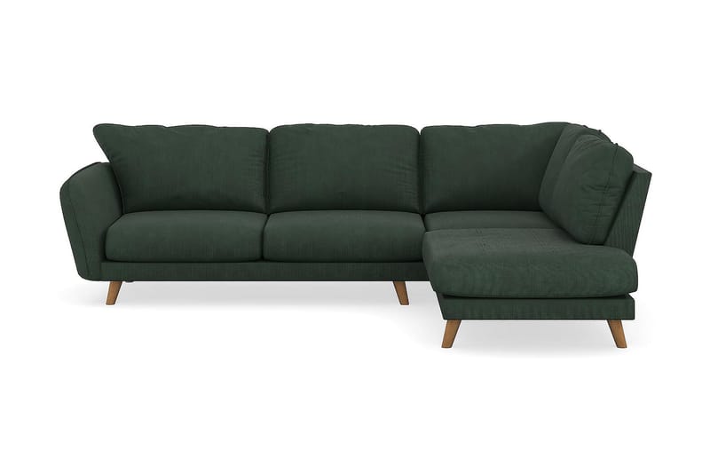 Trend Lyx Chaiselongsofa Højre - Mørkegrøn Jernbanefløjl - Sofa med chaiselong - 4 personers sofa med chaiselong