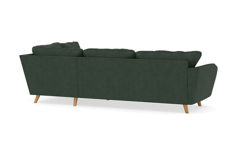 Trend Lyx Chaiselongsofa Højre - Mørkegrøn Jernbanefløjl - Sofa med chaiselong - 4 personers sofa med chaiselong