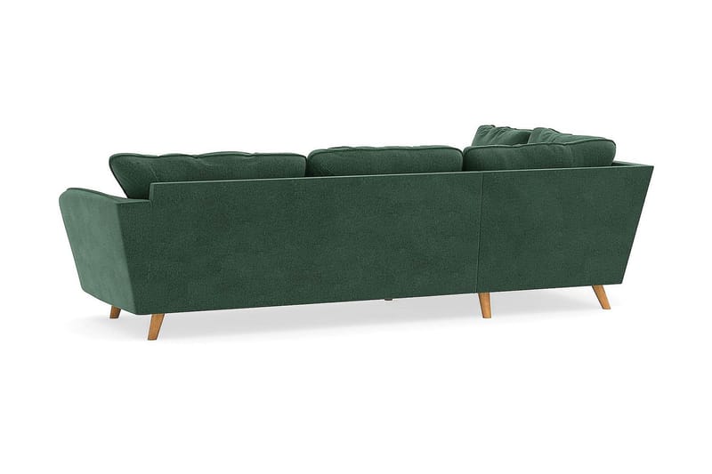 Trend Lyx Chaiselongsofa Venstre - Grøn Velour - Sofa med chaiselong - 4 personers sofa med chaiselong