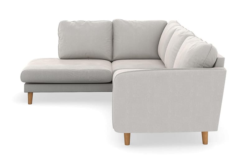 Trend Lyx Chaiselongsofa Venstre - Hvid Velour - Sofa med chaiselong - 4 personers sofa med chaiselong