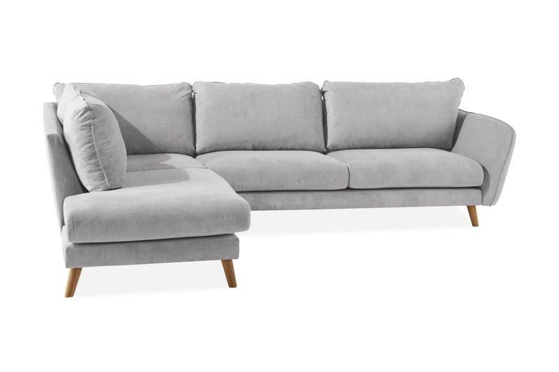 Trend Lyx Chaiselongsofa Venstre - Lysegrå/Eg - Møbler - Sofaer - Sofa med chaiselong - 4 personers sofa med chaiselong