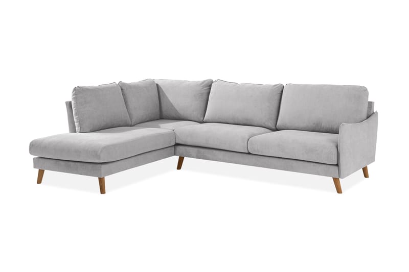 Trend Lyx Chaiselongsofa Venstre - Lysegrå/Eg - Sofa med chaiselong - 4 personers sofa med chaiselong