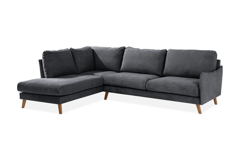 Trend Lyx Chaiselongsofa Venstre - Mørkegrå/Eg - Møbler - Sofaer - Sofa med chaiselong