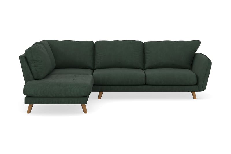 Trend Lyx Chaiselongsofa Venstre - Mørkegrøn Jernbanefløjl - Sofa med chaiselong - 4 personers sofa med chaiselong