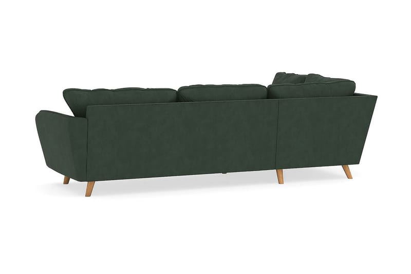 Trend Lyx Chaiselongsofa Venstre - Mørkegrøn Jernbanefløjl - Sofa med chaiselong - 4 personers sofa med chaiselong