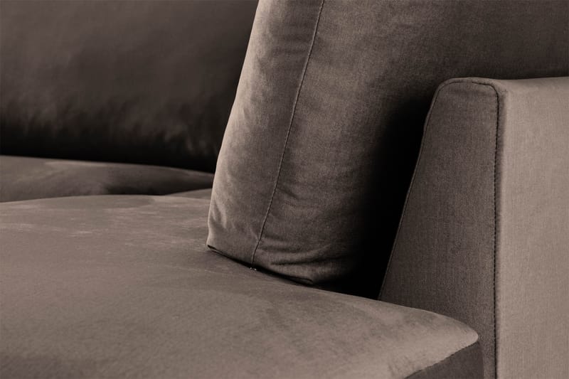 Trend Sofa 3-Pers. med Chaiselong Højre Velour - Muldvarp - Sofa med chaiselong - Velour sofaer - 3 personers sofa med chaiselong