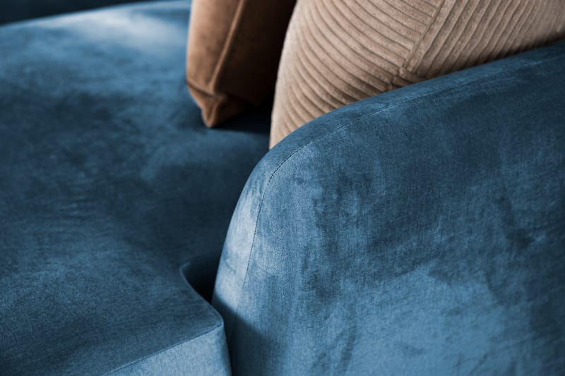 Trend Sofa 3-Pers. med Chaiselong Højre Velour - Midnatsblå - 3 personers sofa med chaiselong - Sofa med chaiselong - Velour sofaer