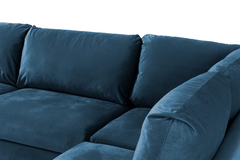 Trend Sofa 3-Pers. med Chaiselong Højre Velour - Midnatsblå - Sofa med chaiselong - Velour sofaer - 3 personers sofa med chaiselong