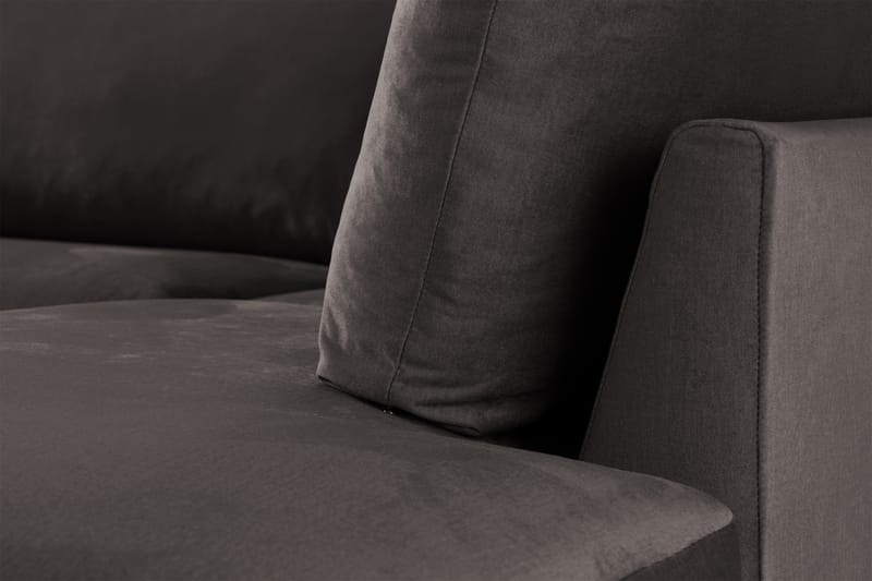 Trend Sofa 3-Pers. med Chaiselong Højre Velour - Mørkegrå - Sofa med chaiselong - Velour sofaer - 3 personers sofa med chaiselong