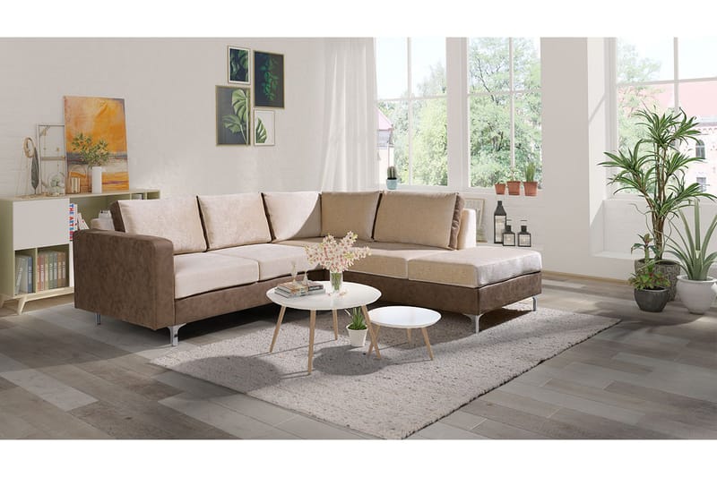 Truro Hjørnesofa Chaiselong Højre - Brun - Møbler - Sofaer - Velour sofaer