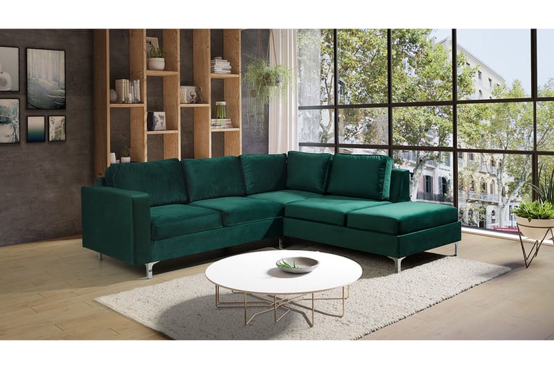 Truro Hjørnesofa Chaiselong Højre - Mørkegrøn - Sofa med chaiselong - 4 personers sofa med chaiselong