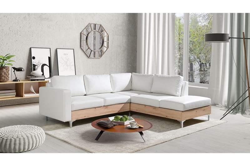 Truro Hjørnesofa - Hvid - Sofa med chaiselong - Lædersofaer - 4 personers sofa med chaiselong