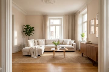 Valencia Ekstra Dyb 4-personers Sofa med Chaiselong Venstre - Beige - Møbler - Sofaer - Sofa med chaiselong
