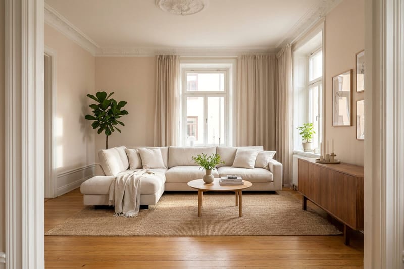 Valencia Ekstra Dyb 4-personers Sofa med Chaiselong Venstre - Beige - Møbler - Sofaer - Sofa med chaiselong